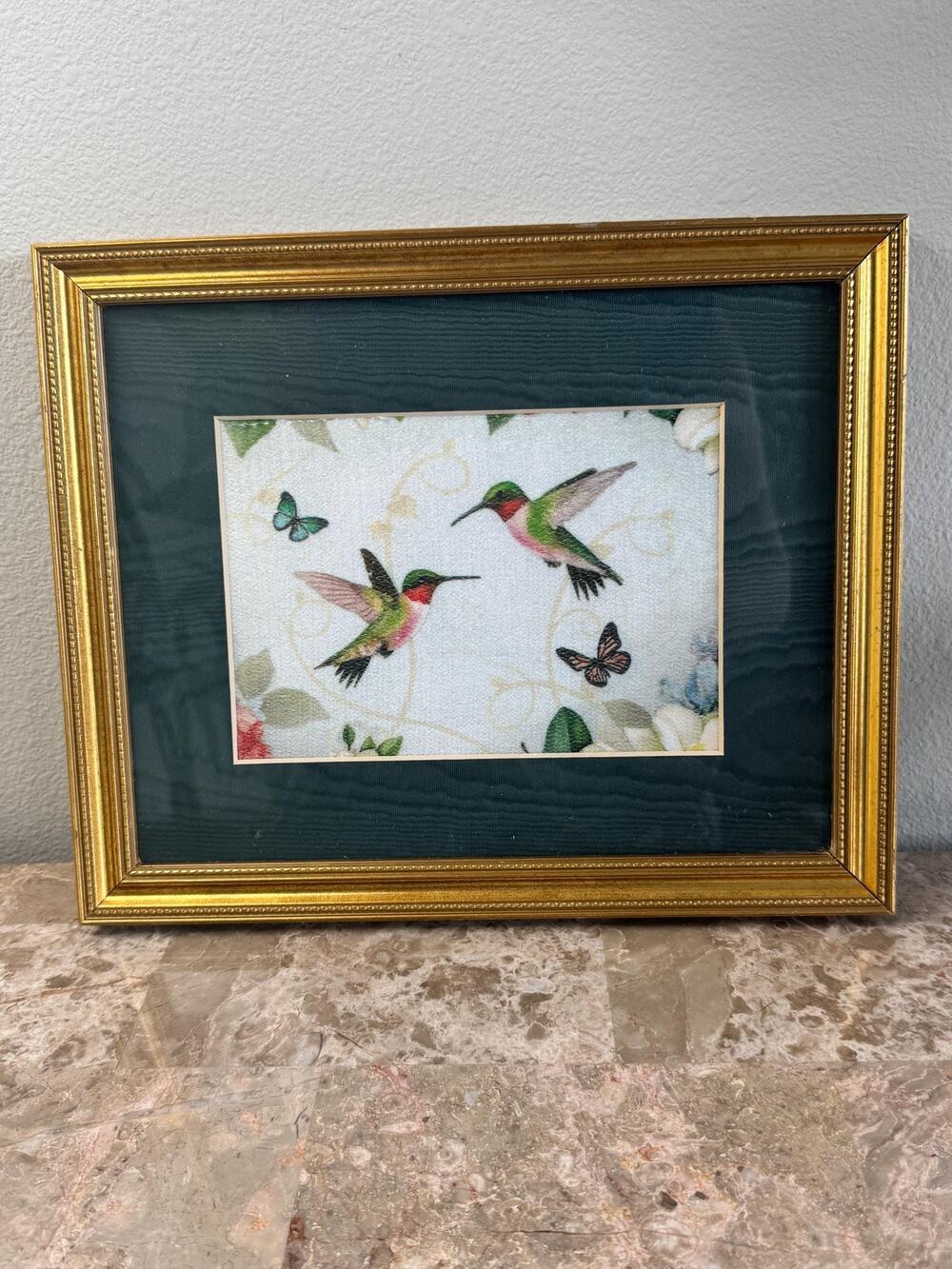 Vintage Humming birds and butterflies framed wall art